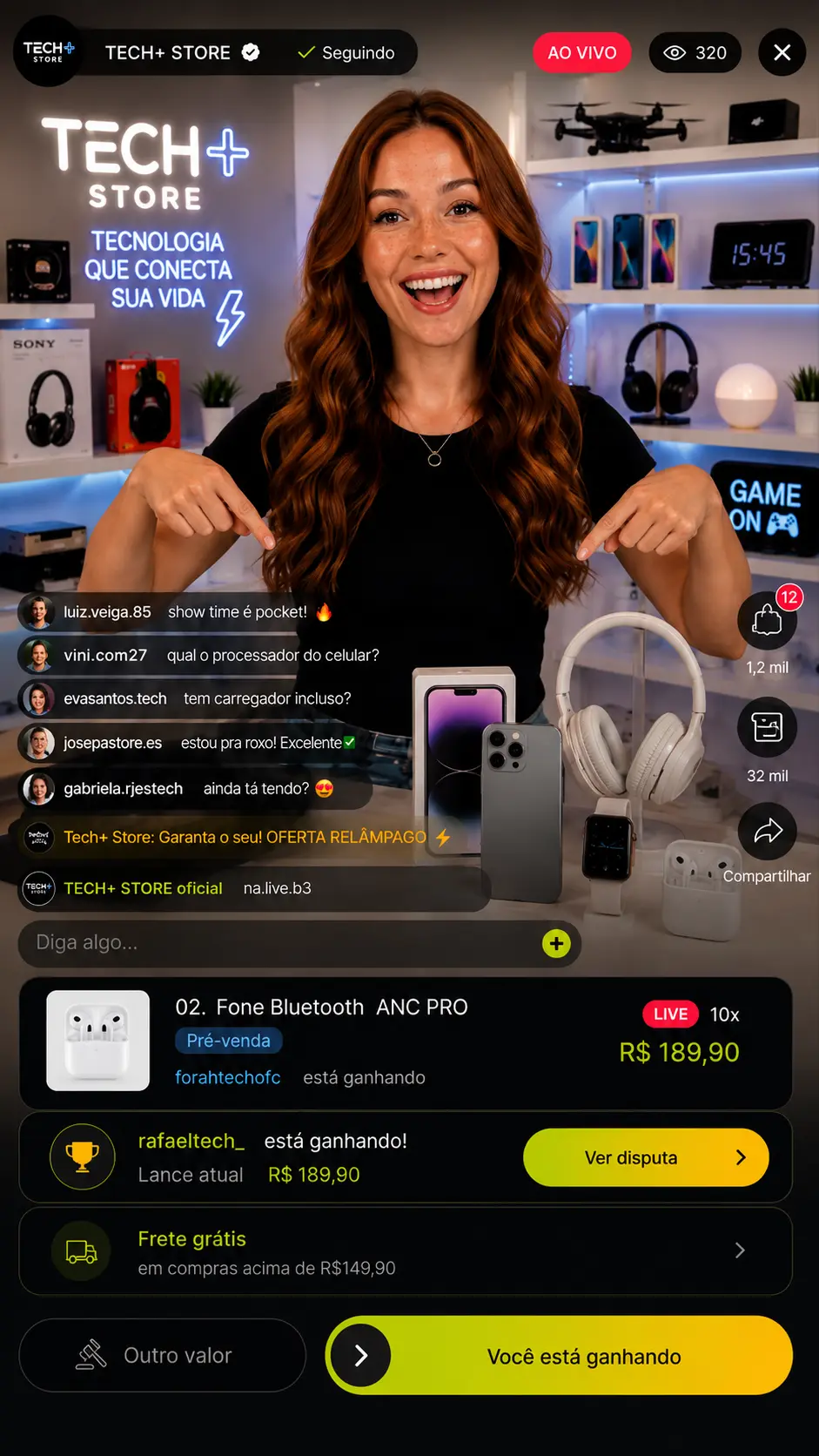 Comprador assistindo live shopping na weepix